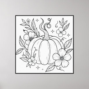 Toile Citrouille Floral Halloween Art Imprimer