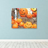Toile Citrouille halloween Jack-o'-lantern orange citrou (Insitu (Plancher de Bois))