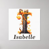 Toile Citrouille Halloween Nom Lettre I Floral Monogramm (Recto)