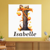 Toile Citrouille Halloween Nom Lettre I Floral Monogramm (Insitu(Salon))