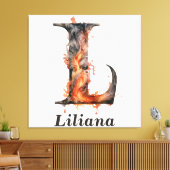 Toile Citrouille Halloween Nom Lettre L Floral Monogramm (Insitu(Salon))