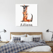 Toile Citrouille Halloween Nom Lettre L Floral Monogramm (Insitu(Chambre))