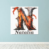 Toile Citrouille Halloween Nom Lettre N Monogramme flora (Insitu (Plancher de Bois))