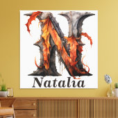 Toile Citrouille Halloween Nom Lettre N Monogramme flora (Insitu(Salon))