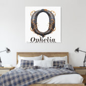 Toile Citrouille Halloween Nom Lettre O Floral Monogramm (Insitu(Chambre))