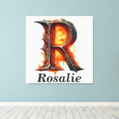 Toile Citrouille Halloween Nom Lettre R Floral Monogramm (Insitu (Plancher de Bois))