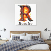 Toile Citrouille Halloween Nom Lettre R Floral Monogramm (Insitu(Chambre))