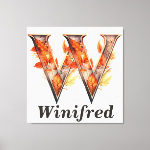 Toile Citrouille Halloween Nom Lettre W Floral Monogramm