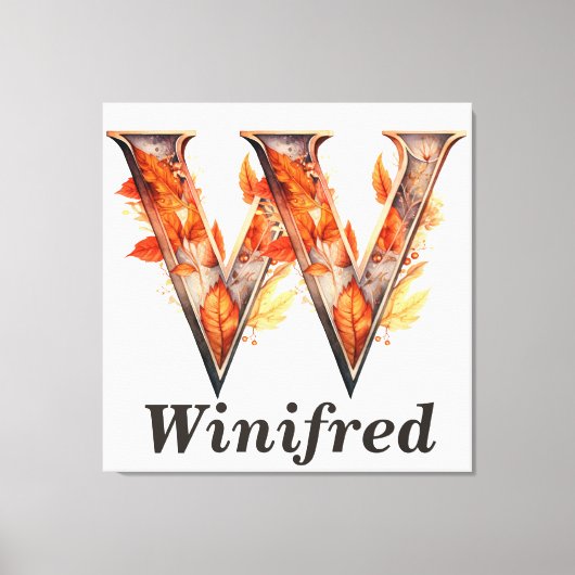 Toile Citrouille Halloween Nom Lettre W Floral Monogramm (Recto)