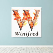 Toile Citrouille Halloween Nom Lettre W Floral Monogramm (Insitu (Plancher de Bois))