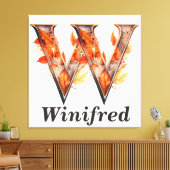 Toile Citrouille Halloween Nom Lettre W Floral Monogramm (Insitu(Salon))
