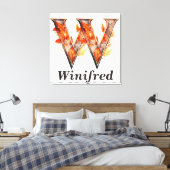 Toile Citrouille Halloween Nom Lettre W Floral Monogramm (Insitu(Chambre))