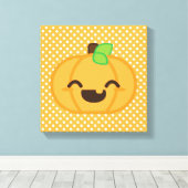Toile Citrouille Kawaii Jack-o'-lantern enrobée (Insitu (Plancher de Bois))