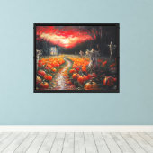 Toile Citrouille Patch Path Haunted Farmhouse au coucher (Insitu (Plancher de Bois))
