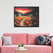 Toile Citrouille Patch Path Haunted Farmhouse au coucher (Insitu(Salon))