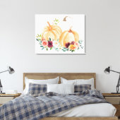 Toile Citrouilles de chute d'aquarelle et fleurs de saum (Insitu(Chambre))