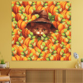 TOILE CITROUILLES DE THANKSGIVING CHAT MIGNON (Insitu(Salon))