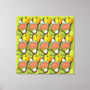 Toile Citrouilles, soupe et Arrière - plan rayé