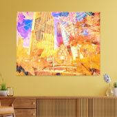 Toile Cityscape avec feuilles d'automne superposées Abst (Insitu(Salon))