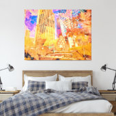 Toile Cityscape avec feuilles d'automne superposées Abst (Insitu(Chambre))