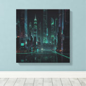 Toile Cityscape Cybernétique Futuriste (Insitu (Plancher de Bois))