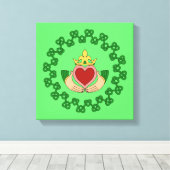Toile Claddagh et entrelacs verts (Insitu (Plancher de Bois))
