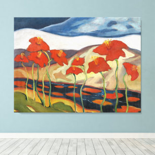 Toile Clair et joyeux, paysage avec des fleurs,
