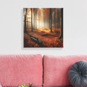 Toile Clairière d'automne doré avec banc et forêt (Insitu(Salon))