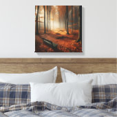 Toile Clairière d'automne doré avec banc et forêt (Insitu(Chambre))