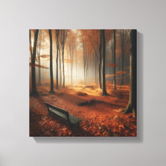 Toile Clairière d'automne doré avec banc et forêt (Recto)