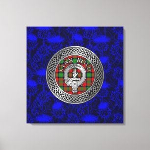 Toile Clan Boyd Crest & Tartan Knot sur le chardon