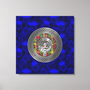Toile Clan Buchanan Crest & Tartan Knot sur le chardon