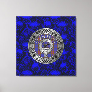 Toile Clan ELioT Crest & Tartan Knot sur chardon