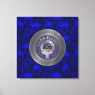 Toile Clan ELLioT Crest & Tartan Knot sur chardon