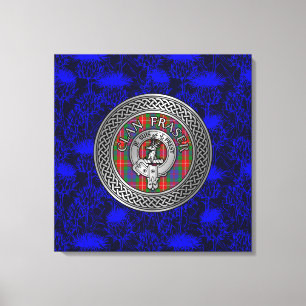 Toile Clan Fraser Crest & Tartan Knot sur le chardon