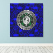 Toile Clan Graham Crest & Tartan Knot sur le chardon (Insitu (Plancher de Bois))