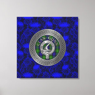 Toile Clan Gunn Crest & Tartan Knot sur le chardon