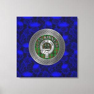 Toile Clan Kinnear Crest & Tartan Knot sur le chardon