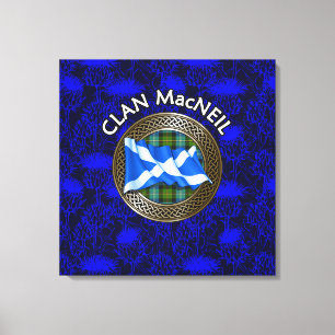 Toile Clan MacNeil Crest & Tartan Knot sur le chardon
