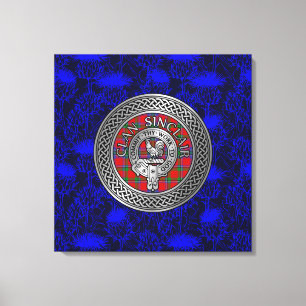 Toile Clan Sinclair Crest & Tartan Knot sur le chardon