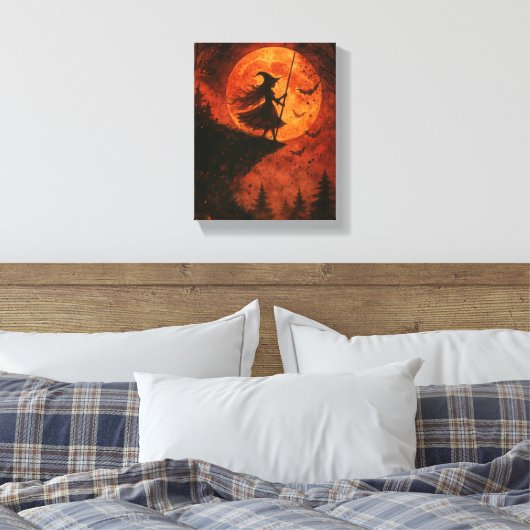 Toile Clapet de la Sorcière et de la Lune | Halloween éf (Insitu(Chambre))