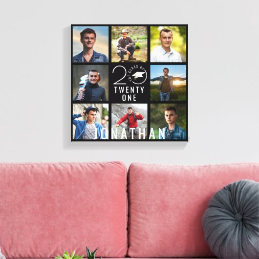 Toile Classe Année École 8 Photo Collage Graduation Noir (Insitu(Salon))