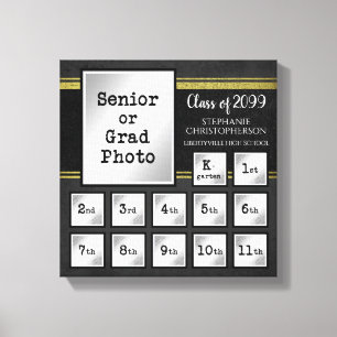 Toile Classe de diplôme de Photos K-12 Noir & Or