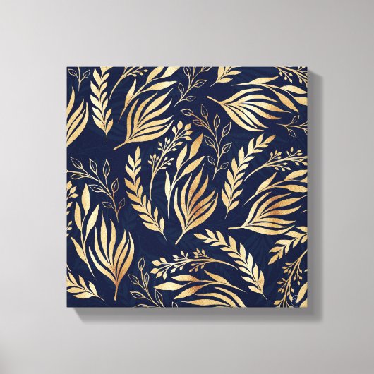 Toile Classement Gold Foliage Botanical Blue Design (Recto)