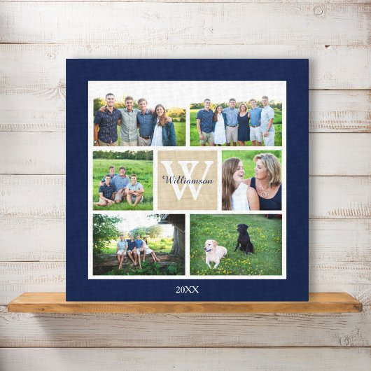Toile Classic Custom Monogramme Famille Photo Collage