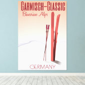 Toile Classic Garmisch, Alpes bavaroises poster ski (Insitu (Plancher de Bois))