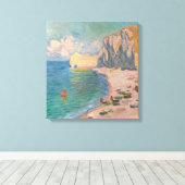 Toile Claude Monet - Etretat : Plage et Falaise d'Amont (Insitu (Plancher de Bois))