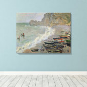 Toile Claude Monet | Etretat, plage et Porte d'Amont (Insitu (Plancher de Bois))