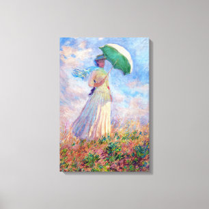 Toile Claude Monet - Femme à l'ombrellle tournée vers la