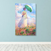 Toile Claude Monet - Femme avec un parasol face à droite (Insitu (Plancher de Bois))